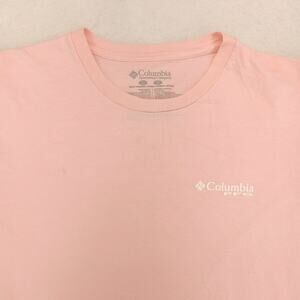 Columbia Short Sleeve Crew Neck Graphic T Shirt Mens Size Large L Pink
